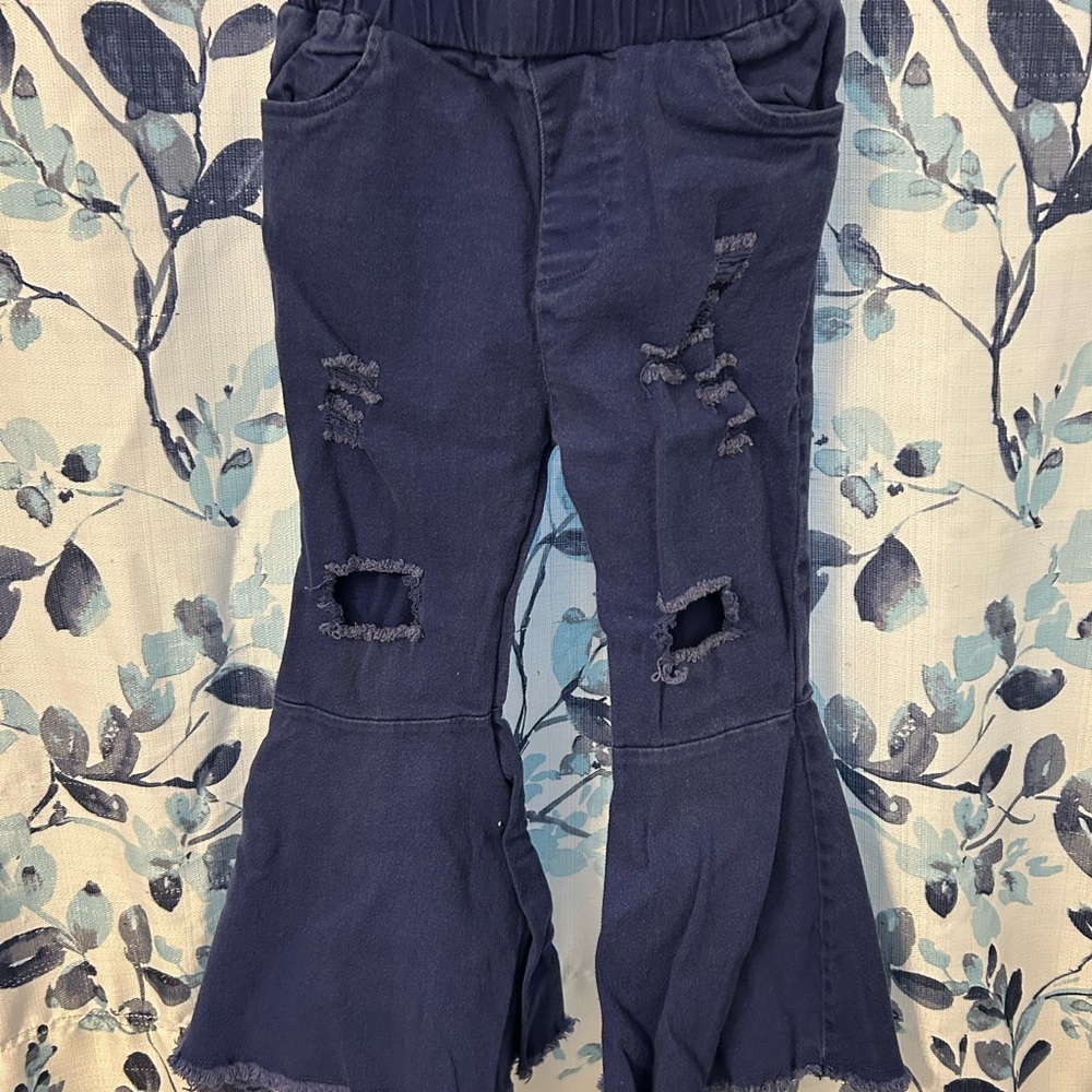 CC Boutique Kids Distressed Flared Jeans - Dark Blue